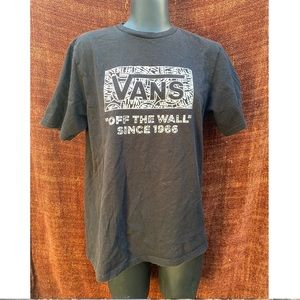 Vans black t-shirt.
“OFF THE WALL” Since 1966. Skater clothes.